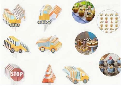 Construction Vehicles Cupcake Picks (6)
