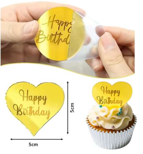Happy Birthday Heart Acrylic Plaque Gold