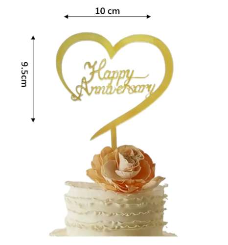 Happy Anniversary Heart Arcylic Topper