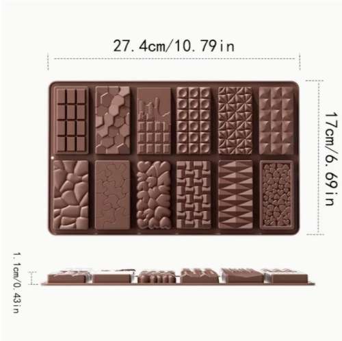 12 Cavitity Geometic Chocolate Bar Design - Click Image to Close