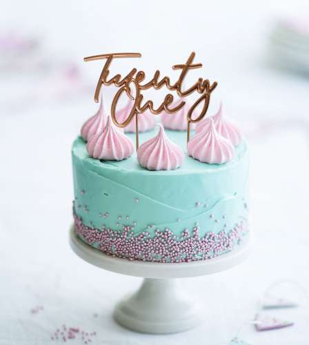 Twenty One Metal Cake Topper - Rose Gold - Click Image to Close