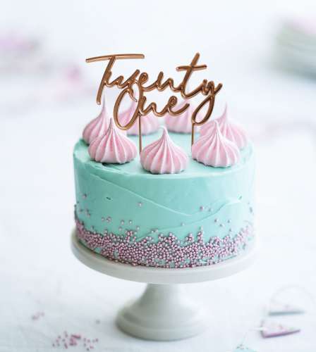 Twenty One Metal Cake Topper - Rose Gold