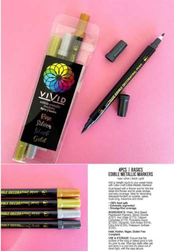 Vivid Edible Metallic Markers 4pack