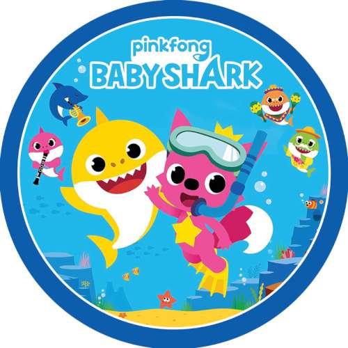 Baby Shark Edible Icing Image - Round - Click Image to Close