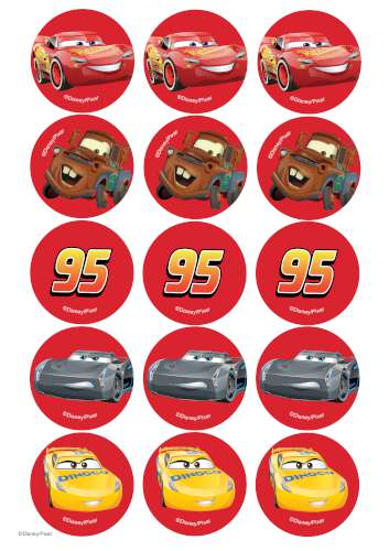 Disney Cars 3 Edible Cupcake Images - Click Image to Close