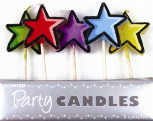 Party Candles - Bright Stars - 5 pk - Click Image to Close