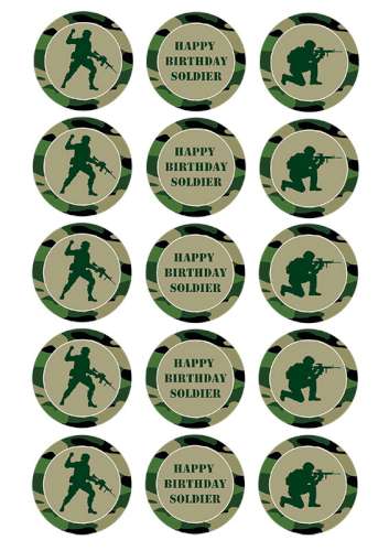 Army Men Edible Icing Cupcake Images - Click Image to Close
