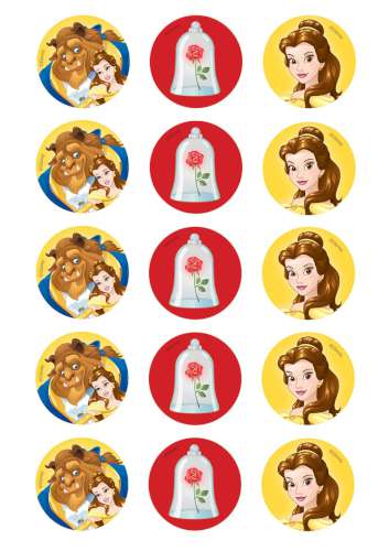 Beauty and the Beast Edible Icing Cupcake Images - Click Image to Close