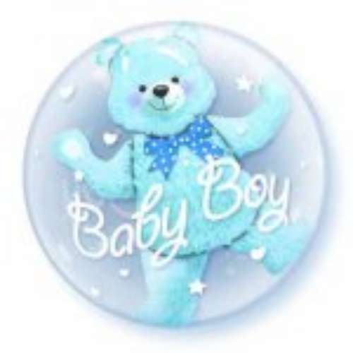 Baby Boy Double Bubble Balloon - Click Image to Close