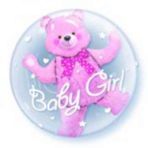 Baby Girl Double Bubble Balloon - Click Image to Close