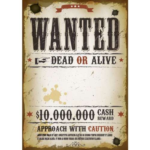 Wanted Dead or Alive Poster Edible Icing Image - Click Image to Close